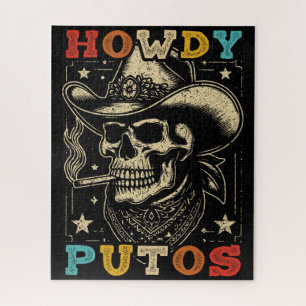 Howdy Putos Funny Skull Retro Vintage Jigsaw Puzzle