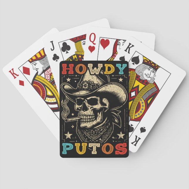 Howdy Putos Funny Skull Retro Vintage Poker Cards (Back)