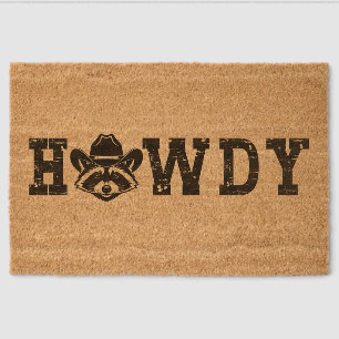 Howdy Raccoon Doormat Cowboy Raccoon Welcome Mat
