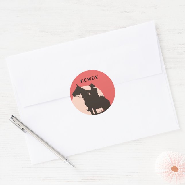 Howdy Ranch Cowboy Horse Western Classic Round Sticker (Envelope)