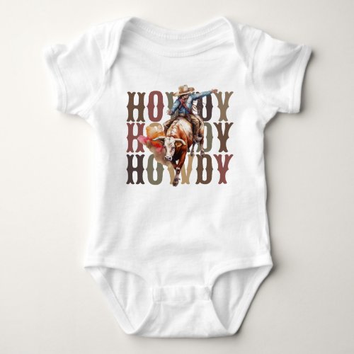 Howdy Repeat Cowboy Rodeo Baby Bodysuit
