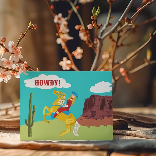 Howdy Retro Western Cowgirl Postcard