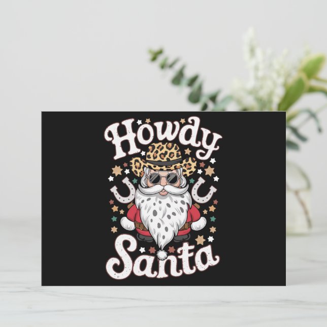 Howdy Santa Western Cowboy Rodeo Christmas Gift Holiday Card (Standing Front)