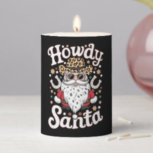 Howdy Santa Western Cowboy Rodeo Christmas Gift Pillar Candle