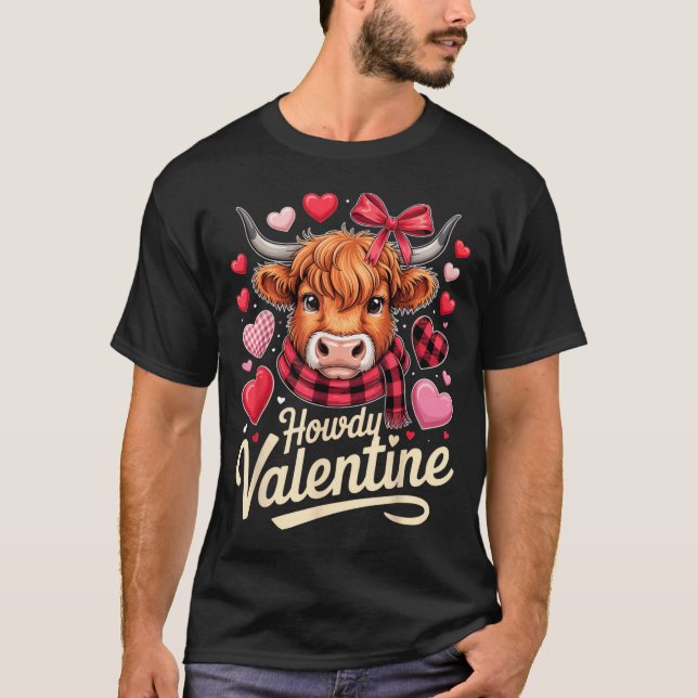 Howdy Valentine Cow Love Outfit For Couples And Af T-Shirt (Front)