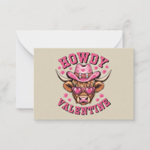 Howdy Valentine Cow Valentines Da&y Coquette Love  Note Card