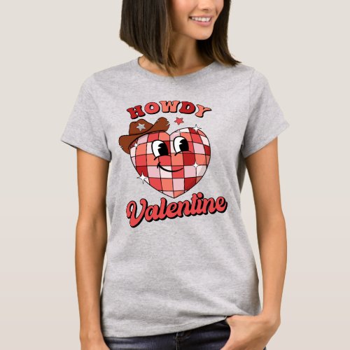 Howdy Valentine Cute Disco Ball Heart Valentines T_Shirt