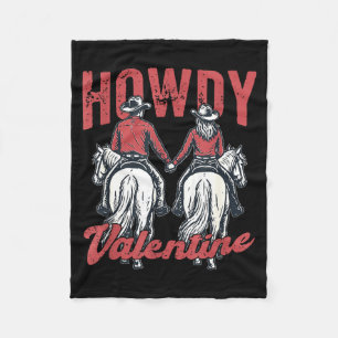 Howdy Valentine Retro Western Couple Love Fleece Blanket