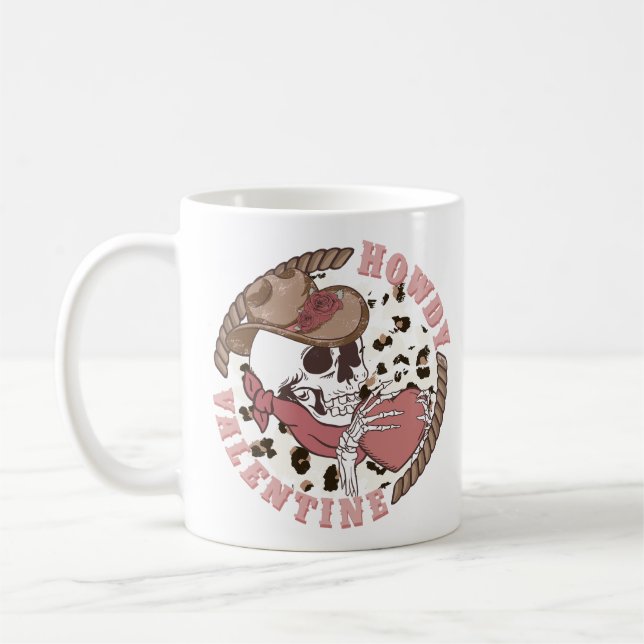 Howdy Valentine Skeleton Coffee Mug (Left)