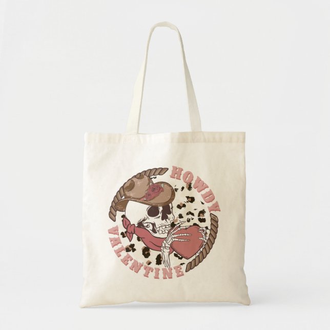 Howdy Valentine Skeleton Tote Bag (Front)