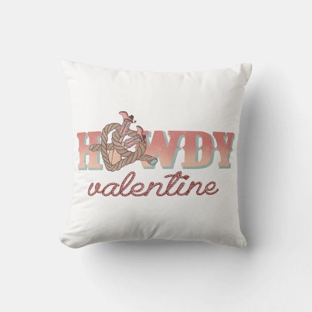 Howdy Valentine Throw Pillow (Front)