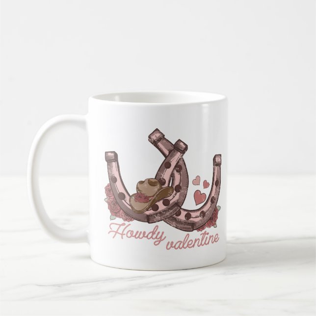 Howdy Valentine Western Horseshoes Coffee Mug (Left)