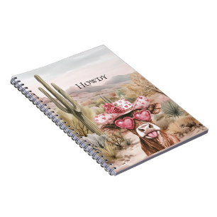 Howdy Western Cow in Pink Heart Sunglasses Notebook