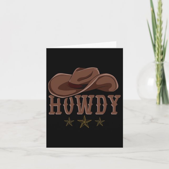 Howdy Western Cowboy Hat Country Cowboy  Card (Front)