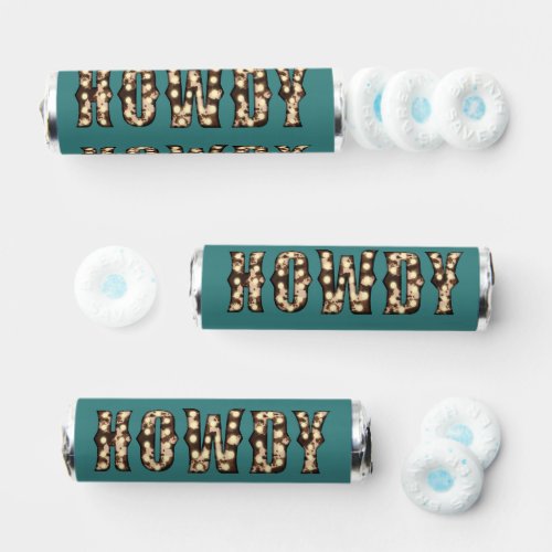 Howdy western greeting faux cow hide lettering breath savers mints