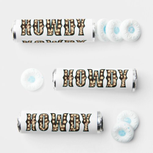 Howdy western greeting white brown cow hide breath savers mints