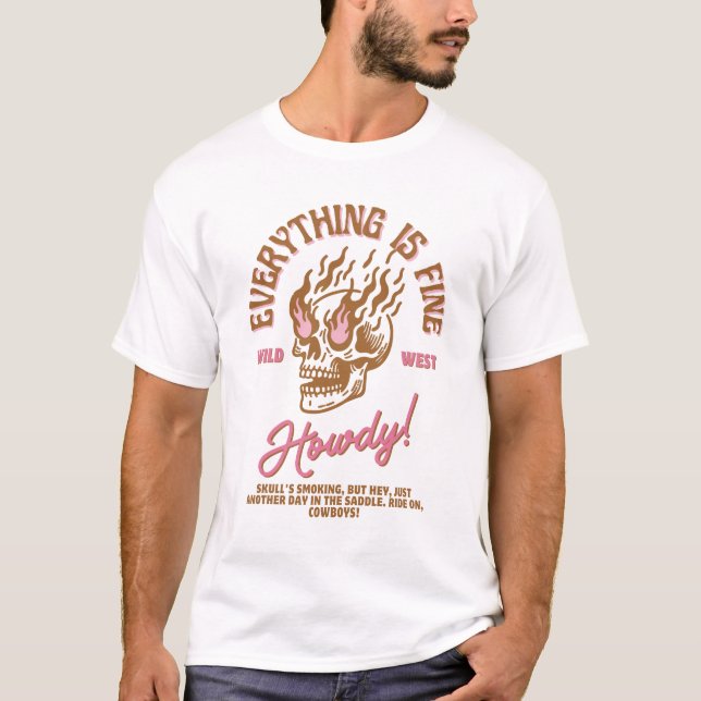 Howdy! Wild West Skull Graphic T-Shirt (Front)