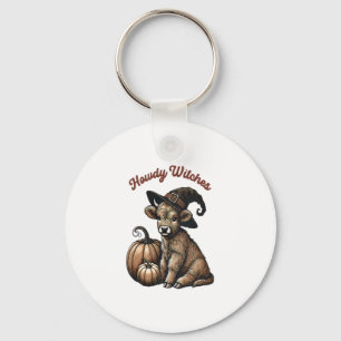 Howdy Witches Halloween Highland Cow Keychain
