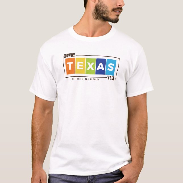 Howdy Y'all Colorful Texas T-Shirt (Front)