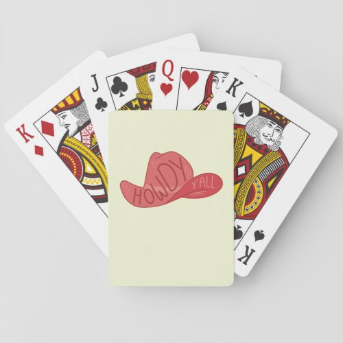 Howdy Yall CowboyCowgirl Hat Pink Artwork Poker Cards