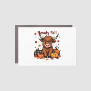 Howdy Y'all Fall Autumn Moo Cow Dairy Pumpkin Car Magnet
