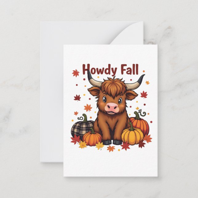 Howdy Y'all Fall Autumn Moo Cow Dairy Pumpkin Note Card (Front)