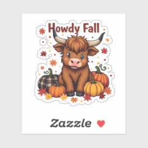 Howdy Y'all Fall Autumn Moo Cow Dairy Pumpkin Sticker