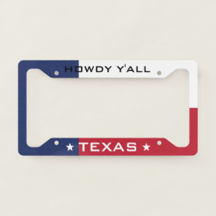 Howdy, Y'all with Texas Flag and Stars License Plate Frame
