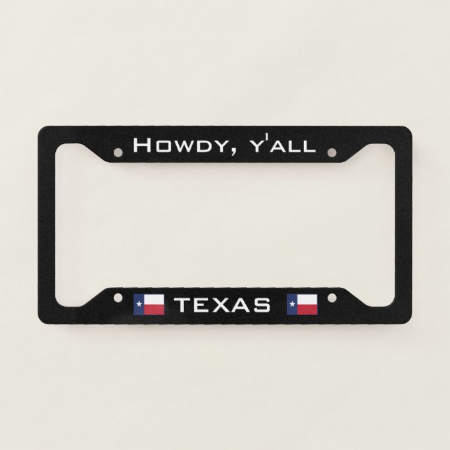 Howdy, Y'all with Texas Flag License Plate Frame (Front)