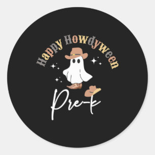 Howdyween Pre-k Ghost Western Teacher Preschool Te Classic Round Sticker