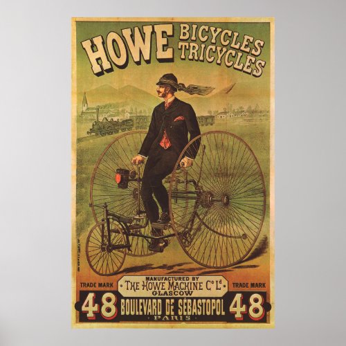 Howe Bicycles Vintage Poster