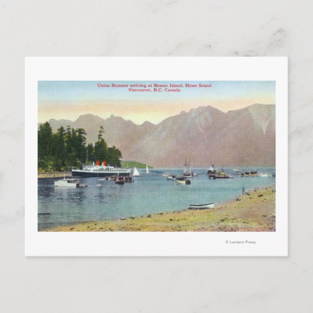Howe Sound View of Union Steamer at Bowen Island Postcard (Front)