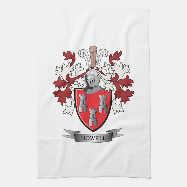 Howell Family Crest Coat of Arms Kitchen Towel (Vertical)