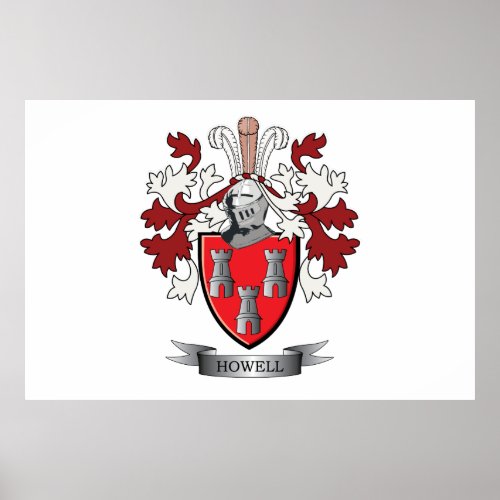 Howell Family Crest Coat of Arms Poster