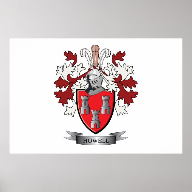 Howell Family Crest Coat of Arms Poster (Front)