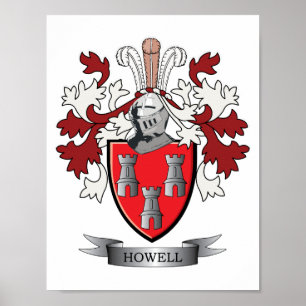 Howell Family Crest Coat of Arms Poster