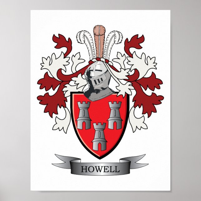 Howell Family Crest Coat of Arms Poster (Front)