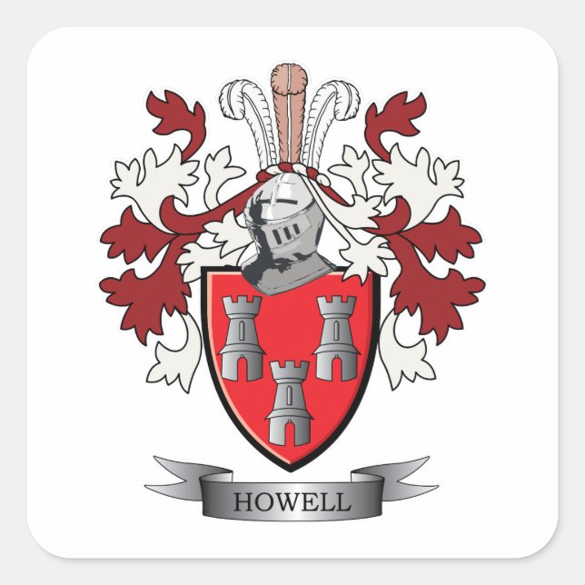 Howell Family Crest Coat of Arms Square Sticker (Front)
