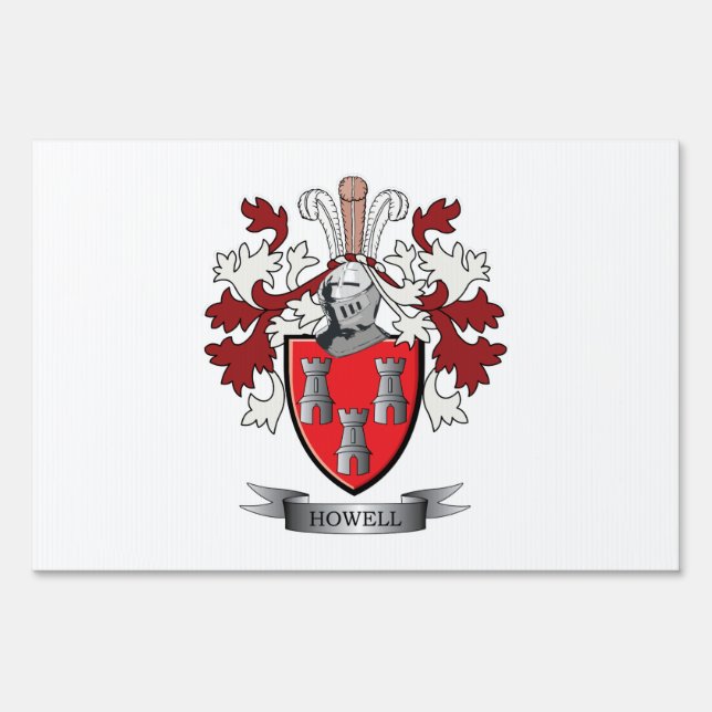 Howell Family Crest Coat of Arms Yard Sign (Front)