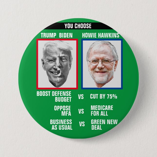 Howie Hawkins for President 2020 Button (Front)