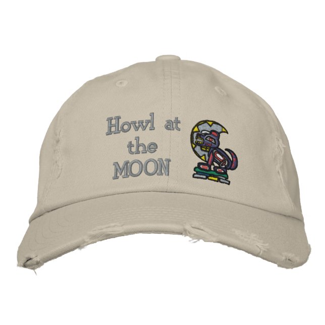 Howl at the MOON Embroidered Baseball Hat (Front)