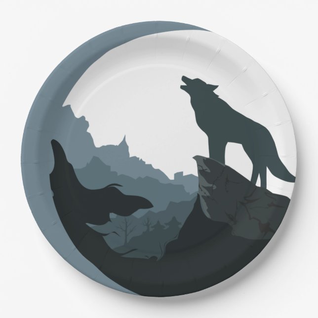 Howl at the moon paper plates (Front)