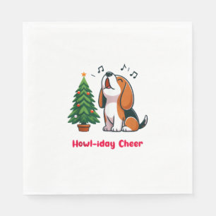 Howl-iday Cheer Beagle With A Christmas Tree Desig Napkins