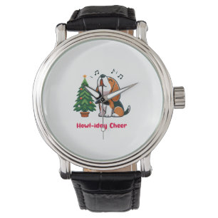 Howl-iday Cheer Beagle With A Christmas Tree Desig Watch