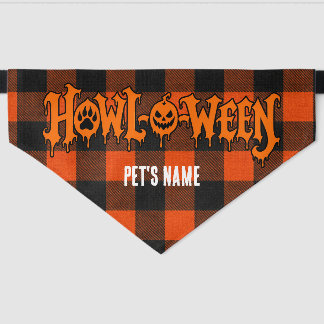 Howl-O-Ween Halloween Custom Flannel inspired Pet Bandana Collar