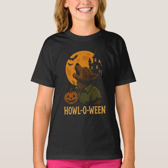 Howl-O-Ween Halloween T-Shirt – Funny Werewolf Pun (Front)