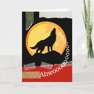 Howl o ween Halloween with Howling Wolf Card