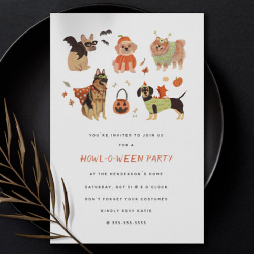 Howl-O-Ween Painted Dogs Halloween Invitation