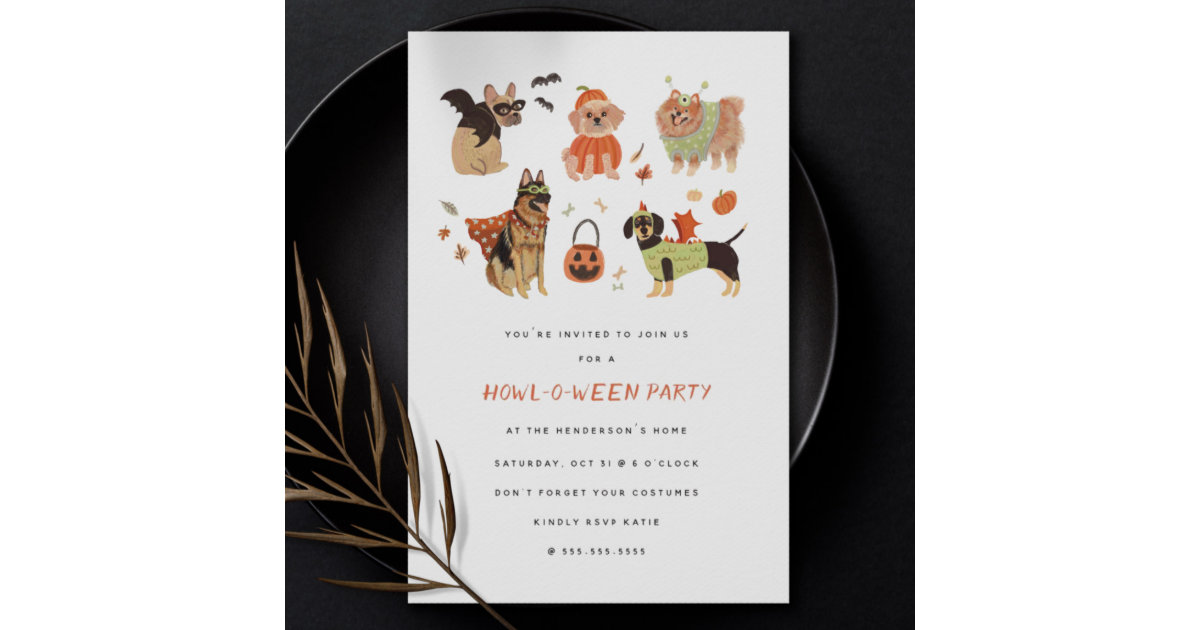 Dog and Cat Halloween Party Invites Vet or Animal Shelter
