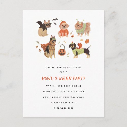 Howl_O_Ween Painted Dogs Halloween Invitation Post Postcard